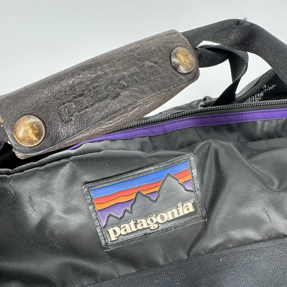 Vintage 90's Patagonia Wet-O-Dry Duffle Bag Luggage Mesh Rare Black‎ Purple READ